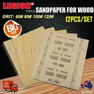 Sandpaper For Wood Sanding Paper Abrasive Sheet 60 80 100 120 Grit Mixed - Picture 1 of 5
