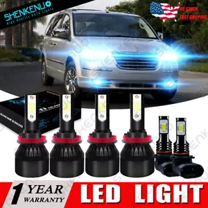 For Chrysler Town & Country 2008 2009 8000K COB LED Headlight Hi/Low +Fog Light - Picture 1 of 12