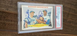 1960 TOPPS DUAL SIGNED CARD JOHN ROSEBORO JOE PIGNATANO DODGERS # 292 PSA DNA 9 - Bild 1 von 1