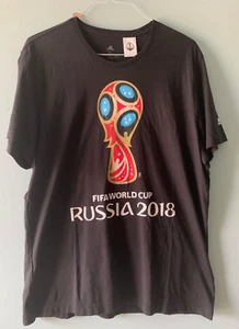 2018 FIFA World Cup Russia Officially Licensed Black T-Shirt Adidas Mens XL NWT - Picture 1 of 6