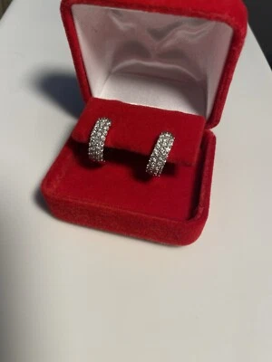 Affinity Diamonds 1.00 cttw Huggie Hoop Earrings, 14K White Gold GORGEOUS $1,355 - Image 1 of 4