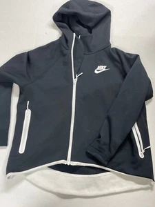 Nike Black & White Womens Hooded Zip-up Athletic Jacket poly cotton blend - Picture 1 of 12
