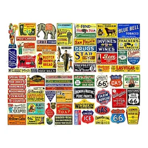 Advertising Signs, 64 Multi-Scale Model Train & Diorama Stickers on 1 Sheet - Bild 1 von 1