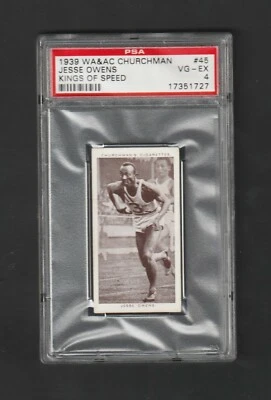 1939 Churchman's "Kings of Speed"  JESSE OWENS #45 ~~ Olympics Icon ~ Nice PSA 4 - Image 1 of 2