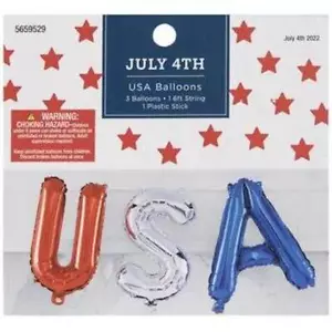 USA Balloons 18" Letters Patriotic Party decorJuly 4th Red silver blue - Picture 1 of 1