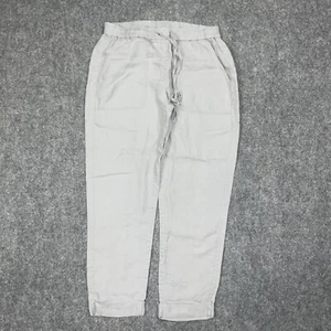 Saks Fifth Avenue Pants Womens Size S Gray Linen Utility Drawstring Casual Light - Picture 1 of 10