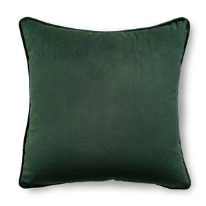 CLEARANCE Super Soft Velvet Piped Cushion Matching Piping, 43cmx43cm (17") GREEN - Picture 1 of 3
