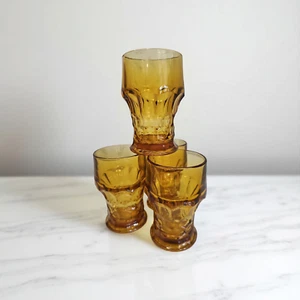 Bicchiere/bicchiere vintage ancoraggio ambra georgiano nido d'ape 5" set di 4 - Foto 1 di 8