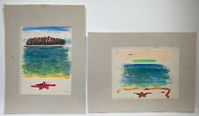 Walter Reinsel 1968 Maine nautical abstract painting pair Philadelphia artist 