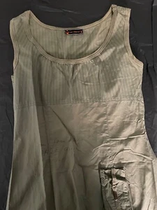 Vintage 90's Y2K Cop copine green khaki maxi dress mermaid pockets sleeveless - Picture 1 of 21