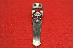 Steel Flame 3D Warrior Skull w/Red Eyes Pocket Clip in Heat Treated Vintage Gun - Picture 1 of 12
