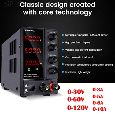 30V/60V/120V 3-10A DC Power Supply Voltage Adjustable Regulated Bench Switching - Image 1 of 4
