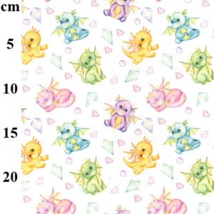 100 % Baumwolle Stoff Rose und Hubble Baby Drache Edelstein niedliche Herzen 60 Zoll breit - Bild 1 von 1