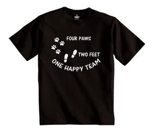 Shoebob Four Paws Two Feet One Happy Team T-shirt Dog Lovers top Dog Walkers tee - Picture 1 of 17