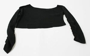 Naked Wardrobe Women's Thermal Knit Ruched Sleeve Crop Top MB2 Black Size XL NWT - Picture 1 of 3