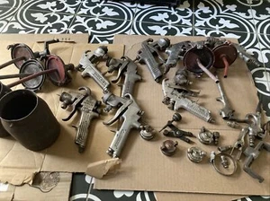 Lot of Devillbiss Spray Guns Parts Tips Cans - Picture 1 of 22