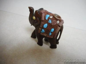 WOODEN ELEPHANT WITH TURQUOISE BRAND NEW - Picture 1 of 4
