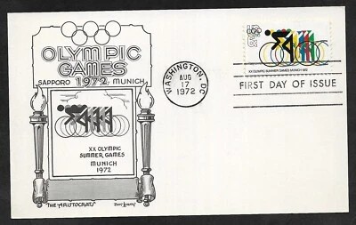 #1460 6c Ciclismo Munich 1972 Juegos Olímpicos - Día Lowry/Aristócratas FDC en cartulina Foto 1 de 2