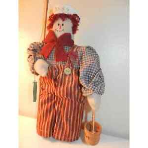 Vintage Handmade "Andy" Doll. With Fishing Pole and Bait Pail
