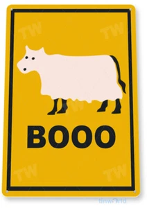 Booo Cow Moo Ghost Halloween Farm Holiday Decor Decoration Tin Sign B339 - Picture 1 of 2
