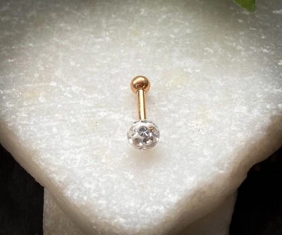 1pc Epoxy Coated Crystal Paved Ball Helix Tragus Cartilage Barbell Int. Threaded - Image 1 of 4