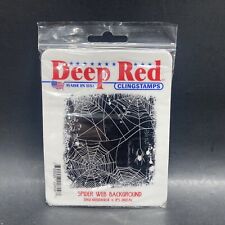 Deep Red Stamps Spider Web Background Rubber Cling Stamp Halloween Spooky