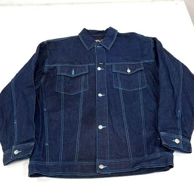 Chaqueta de mezclilla azul vintage Y2K Boom-X para hombre punto en contraste hip hop XXL Foto 1 de 4
