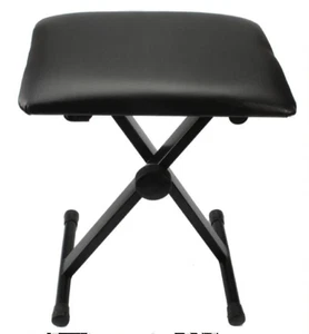 Schwarz Verstellbar Klavier Keyboard Bank Leder Gepolsterter Sitz Klapphocker Stuhl - Bild 1 von 1