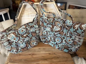 Borsone e borsetta Vera Bradley Java blu trapuntato set di 2 - Foto 1 di 8