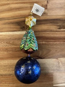 Christopher Radko 'Árbol del Cielo' vidrio pintado a mano adorno de Navidad 9"" con etiqueta - Imagen 1 de 4