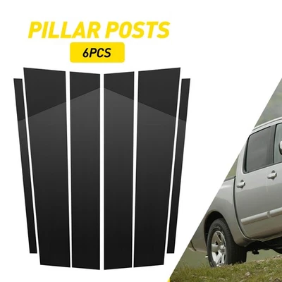 6PCS Black Pillar Fits Nissan Titan Posts Crew Cab 2004-15 Door Trim Cover Kit - Image 1 of 4