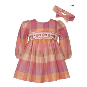Nuevo Iris & Ivy Vestido de Calabaza a Cuadros Otoño, Cubierta de Pañal y Conjunto de Diadema - 24 meses - Imagen 1 de 6