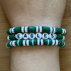 Custom NFL Eagles Football Bracelet Stack of 3 – Team Gameday Jewelry - Picture 1 of 1