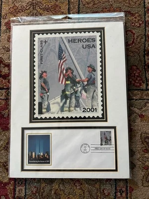 2002 USPS 9-11 COMMEMORATIVE FIRST DAY MATTED PHOTO - ENVELOPE & STAMP SEALED - Image 1 of 4
