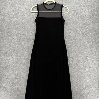 Vestido de noche formal vintage de malla de terciopelo negro La Belle para mujer M sin mangas Foto 1 de 4