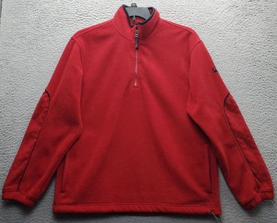 IZOD Fleece Jacket Mens Medium Red Fastening Drawstring Hem 1/4 Zip Performance - Image 1 of 4