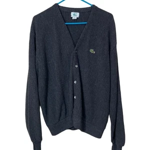 VTG 70's IZOD Lacoste Cardigan Men's Sz Large Casual Wool-Like Feel Made in USA - Picture 1 of 13