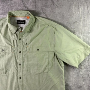 Camicia uomo Orvis Torut manica corta con bottoni pesca outdoor verde grande - Foto 1 di 12