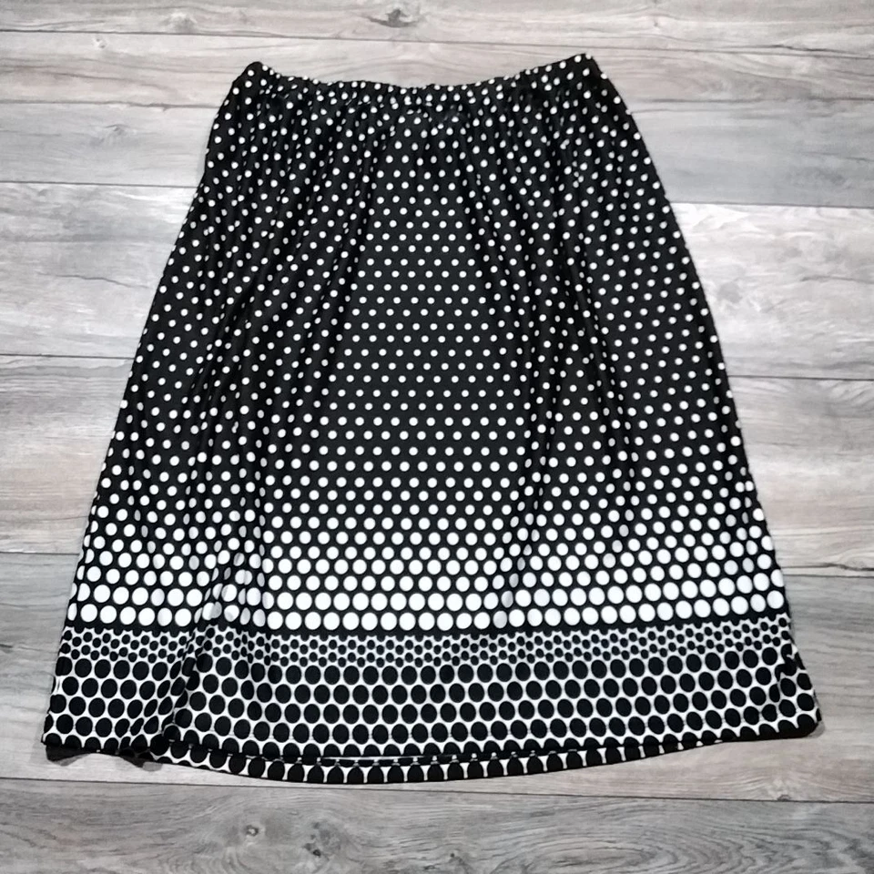 Christopher Banks Medium Midi Skirt 32" Waist Polka Dot Black White Work Office - Image 1 of 4