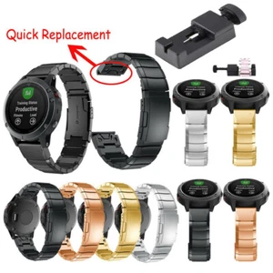 QuickFit Metal Band Strap For Garmin Fenix 7X/7/7S/6/6X/6S Stainless Steel Band - Picture 1 of 16