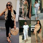 Ladies  Womens Short Sleeve Boxy Lounge Wear Tracksuit Set Casual Comfy Size8-22