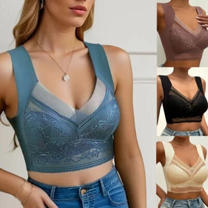 Women Bras Lace Wireless Bra Coverage Push U Bralette Sissy Lingerie Brassiere - Picture 1 of 20