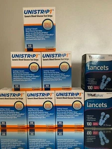 UniStrip BLOOD Glucose Test Strips 300 ct PLUS 200 Lancets exp 07/2026 - Picture 1 of 6