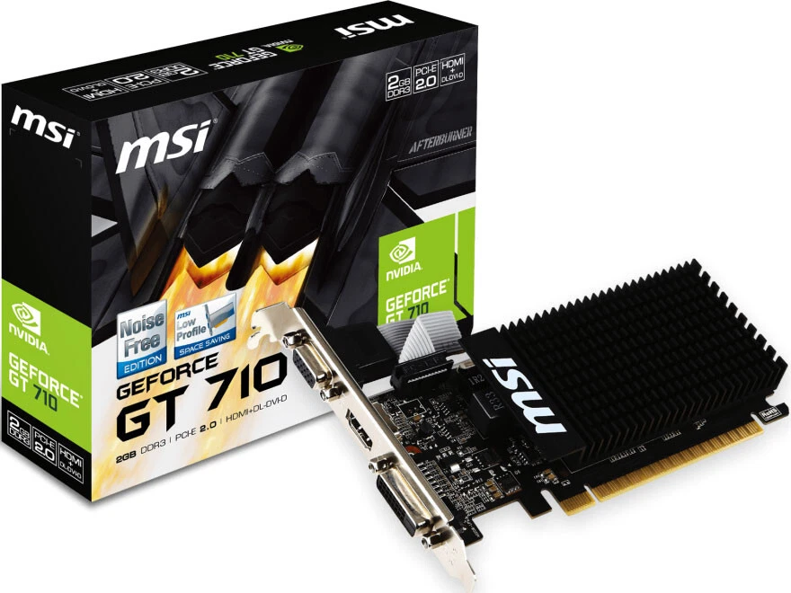 MSI nVidia Geforce GT 710 2GB LP Low Profile VGA CARD GDDR3 2560x1600 1xHDMI 1xD - Image 1 of 1