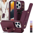 For iPhone 13 14 15 Pro Max 11 12 8 7 XR XS Leather Wallet Crossbody Phone Case