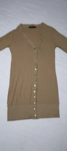 Merokeety Damen Strickjacke, Gr. Small, hellbraun, Knopfleiste, knielang - Bild 1 von 9