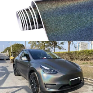 Rainbow Gray Laser Car Vinyl Wrap Satin Metallic Holographic Rainbow Car Film - Picture 1 of 10