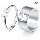 2Pcs Butterfly Rings For Women Men Couple Love Silver Color Rings Setb-Wf