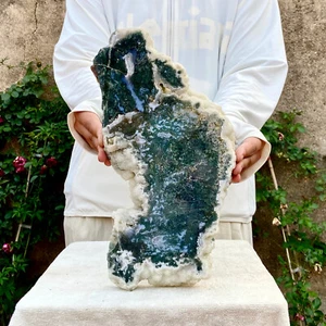 4,6 libbre grande agata naturale acqua erba quarzo fetta lucidatura guarigione meditazione - Foto 1 di 16