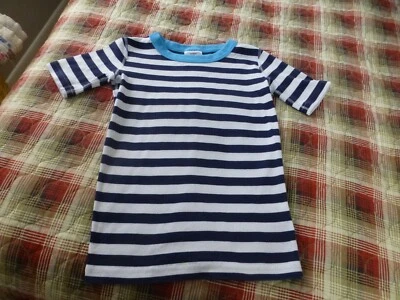Hanna Andersson Boy's Organic Cotton Blue/White Striped S/S Top Size 140cm - Image 1 of 4